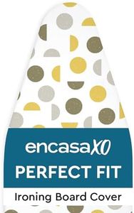 Encasa XO Ironing Board Covers and pad 112x34 cm- Thick 3mm Felt Padding, Drawstring Tightening & Lock, Heat Reflective, Scorch & Stain Resistant, for Medium Ironing Board - Yellow Moon