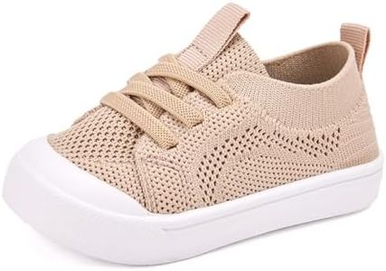 BMCiTYBM Toddler Walking Sneakers Mesh Barefoot Boys Girls Breathable Shoes Tennis Outdoor Indoor Slip On Camel Size 9 Toddler
