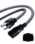 3 Prong Power Cord Braided-3 Pin AC Replacement Power Cable(10ft/3 m), UL Certified Universal Three Prong Power Cord for Monitor, PS3, Xbox-360, TV, Computer, Printer and More(10A,110V-250V,18AWG)