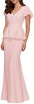 Women's Mermaid Plus Size Mother of The Bride Dresses V Neck Satin Mother of Groom Wedding Guest Dresses, Blush, 12