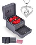 IMMORROSA Eternal Roses with Necklace Mum & Child Preserved Pink Box with Necklace Rose Gift with Gift Box for Wife Mum Valentines Day Birthday Christmas Anniversary