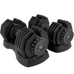 BRAINGAIN Adjustable Dumbbells Set 24kg / 40kg Pair | Space Saving Adjustable Weights for Home Gym | Multiple Dumbbells in One | Smart Click Technology