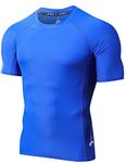 LAFROI Men's Short Sleeve UPF 50+ Baselayer Skins Compression Rash Guard (Sym Blue, LG)