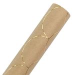 Ofelia & Co. Kraft Wrapping Paper Roll with Gold Foil Scallop - 24” Wide by 30' (360”) Long, Proudly Canadian, Perfect for Gift Wrapping for Birthday, Wedding, Holiday, Christmas and All Decoration