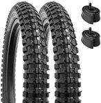 YunSCM 2-PCS 18" Bike Tires 18x2.40/64-355 60TPI and 18" Bike Tubes Schrader Valve with 2 Rim Strips Compatible with Mountain/Off Road Bike 18x2.35 18 x 2.40 Bike Tires and Tubes (Y-338)