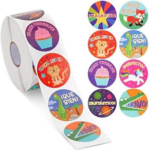 BLUE PANDA 1000 Pack Spanish Motivational Stickers for Classroom - Bulk Reward Stickers for Kids, Teacher School Supplies (8 Assorted Designs, 1.5 in)