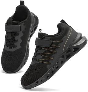 koppu Kids Sneakers for Boys Girls Running Tennis Shoes Lightweight Breathable Sport Athletic Black