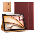 DTTO for iPad Air 11-inch Case M2 (2024), iPad Air 5th Generation Case (2022)/iPad Air 4th Gen (2020), Premium Leather Business Folio Stand Cover with Pencil Holder, Burgundy Red