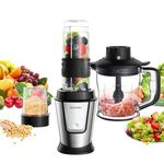 Biolomix Smoothie Maker, 700 Watt 3-in-1 Stand Mixer Smoothie Blender, Multifunctional Smoothie Maker Meat Grinder Ice Crusher Coffee Grinder with 570ml Sports Water Bottle,BPA Tritan Free