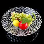 SITOLO Crystal Glass Fruit Bowl Plate for Dining Table Classic Bubble Design Dry Fruit Chocolate Tray, Decoration Serving Bowl Dessert Plate Glass Bowl