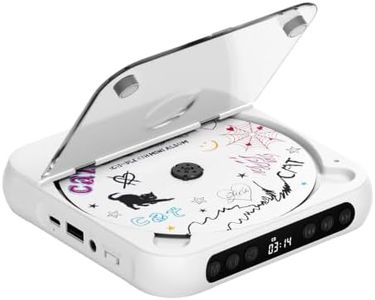 ENVYCLOUD CD Player Portable with Stereo Speakers, Rechargeable Portable Player with Bluetooth for Home with Headphones, Support CD/AUX/USB,White