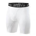 Sillictor Compression Shorts Men Anti Chafing Running Underwear Men Gym Shorts Breathable Tight Mens Sports Boxers for Cycling Workout Football,Moisture Wicking Muscle Support 3325 White L