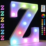 Light Up Colorful LED Marquee Letter Lights, 18 Colors Changing Alphabet Letters Sign with Remote Timer for Night Light Wedding Birthday Party Lamp Christmas Home Bar Decor- Colorful Z