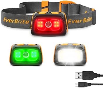 EverBrite Rechargeable Headlamp - 350 Lumens Headlight with Red/Green Light and Tail Light, 7 Lighting Modes with Memory Function, Perfect for Trail Running, Camping and Hiking