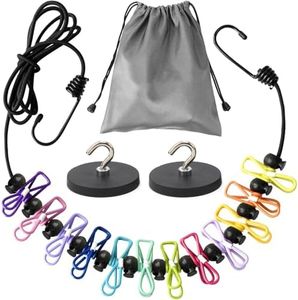 Zenthalis Magnetic Travel Clothesline with 15kg Heavy Duty Hooks, 1.8m Portable Washing Line with 12 Windproof Clips, Rubber Coated Magnets, Cruise Ship Essentials & Caravan Accessories
