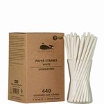 Blowholes Standard Size Eco-Friendly, Compostable, Long-lasting Paper Straws 440 Count - White