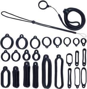 CRASPIRE 11 Size Anti-Lost Lanyard Set with 22pcs Silicone Rubber Rings 1pc Lanyards Strap Pendant Necklace Adjustable Fixing Rings Pen Soft Protective Ring Replacement Case Multipurpose for Keychain