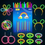 DELEE 164PCS Glow Sticks, Glowsticks Party Pack,Glow in Dark Party Supplies,with Bracelet Butterfly Connectors,Flower,Glow Neon Necklaces for Kids Party Festival,Halloween Decoration