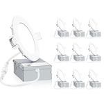 INCARLED 4Inch LED Recessed Ceiling lights with Junction Box, 9W 750LM, 3000K, Dimmable IC-Rated Slim Pot Light (10pack, Warm white/3000K)