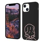 Qiusuo Couple Cases Compatible with iPhone 13, Cute Smile Girl Pattern Matching Phone Case, Ultra Slim Silicone Protective Cover with Anti-Scratch Lining for iPhone 13, 6.1 Inch Black