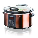 Euro Cuisine SCX6 Programmable Slow Cooker 6 Quart - Best Digital Slow Cooker for Large Family Meals, Smart Slow Cooker with Timer, Ideal for All Types of Recipes