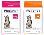 Purepet Tuna & Salmon Adult Dry Cat Food, 1 kg,Purepet Mackerel Adult Dry Cat Food, 1 kg