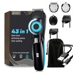 40 Precisions Beard Trimmer for Stubble & Mustache, All in 1 Electric Trimmer, Rechargeabe & Cordless Hair Shaver for Face, Head, Nose, Ear, Chest and Public, with Zoom Wheel, Travel Lock, Storage Bag Included, Shave to 0.5 - 20mm