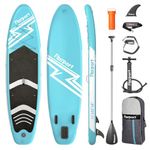 FBSPORT Inflatable Stand Up Paddle Boards,SUP Board,6" Thick Stand Up Paddle Boarding,Paddling Board for Youth & Adult,Surfboard,SUP with Adjustable Paddle/Backpack/Pump/Removable Fin (IceBlue)