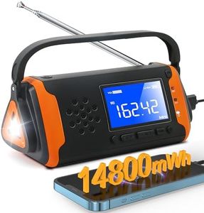 Hand Crank Radio with 4000mAh Phone Charger, Emergency Radio with Battery Operated, LCD Display, AUX Music Play, Flashlight, SOS Alarm for Home & Outdoor Emergency (AM/FM/NOAA)