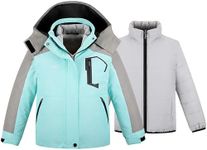 wantdo Little Girl's Waterproof Ski Jacket Rain coat Outdoor Windproof Warm Coat Blue 8