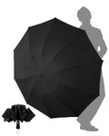 Chakipee Travel Compact Umbrella Windproof - Portable Automatic Umbrellas for Rain,210T Fabric 120cm Span - 10 Ribs Black Umbrella