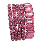 Rosemarie & Jubalee Women's Stunning Statement Set Of 5 Colorful Crystal Rhinestone Stretch Bracelets, 6.75", crystal