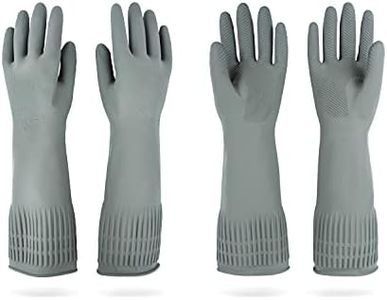 MAMISON 2 Pairs Rubber Gloves - Long Rubber Cleaning Dishwashing Gloves (Large)