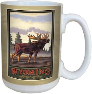 TreeFree Greetings Wyoming Moose by Paul A. Lanquist Ceramic Mug with Full-Sized Handle, 15-Ounce, Multicolored