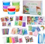 THE TWIDDLERS 100 Piece DIY Slime Making Kit for Children with Glitter Powder, Crystal Beads for Kids Toys, Arts and Crafts Gift Set for Birthday Party, Game Activity