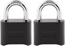 Master Lock Black Combination Padlock, Set Your Own Combo Lock, Weather Resistant Indoor and Outdoor Padlocks with Code for Gym Locker, Gate, Shed, 2 Pack, 178EC2