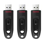 SanDisk 32GB Ultra USB 3.0 Flash Drive, USB stick, memory stick with transfer speeds up to 130MB/s, Password protection, RescuePRO Deluxe software for data recovery, Triple Pack, Black