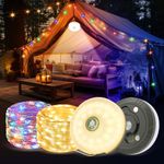 DAJILI Camping String Lights, 33Ft Camping String Lights Reel with 8 Mode, USB Rechargeable Camping Fairy Lights, 5 in 1Portable Stowable String Light for Campsite Awning Bedroom Car