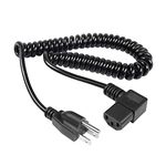 RIIEYOCA Right Angle Computer Power Coiled Cord,90 Degree 18AWG NEMA 5-15P to IEC 320 C13 10A 150V TV Power Spring Cable for Monitor, PC, Desktop, Printer, Scanner(R)