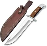 WARIVO KNIFE D2 Handmade 13 Inches Bowie Knife, Full Tang Fixed Blade Knife Along Wood Handle Hunting Knife with Leather Sheath Ideal for Camping, Hiking, Survival And Bushcraft