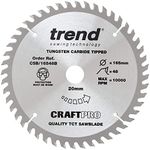 Trend Wood Circular Saw Blade, 165mm Diameter, 20mm Bore, 48 Teeth, TCT, 2.2mm Kerf, +15° Hook, CSB/16548B