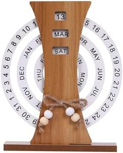 Perpetual Calendar, Wooden Disc Perpetual Desk Calendar, Wooden Disc Calendar, Graduation Gift Manual Rotating Wooden Block Calendar for Home Office Desk Date Week Month