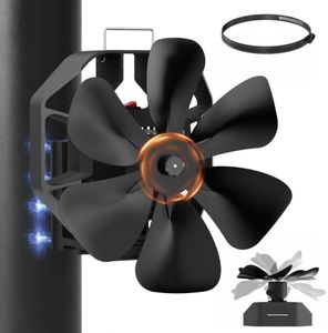 Oscillating Wood Stove Fan, Magnetic Pipe Fireplace Fan & Retaining Ring