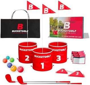 BUCKETGOLF Original Game 3-Hole Travel Set – #1 Backyard Golf Game for Adults. Ideal for Yard, Beach, Park, Camping, and Outdoor Fun. (2 Right-Hand Clubs)