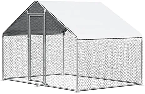 CHIKENCOOP Chicken Coop Large Metal Chicken Run for 6/10 Chickens Poultry Cage with Waterproof Cover for Duck Walk-in Chicken Pen for Yard