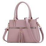 KKXIU Triple Compartment Purses and Handbags for Women Top Handle Satchel Shoulder Ladies Bags with Tassel (D-Pink)