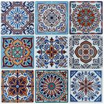 LONGKING Peel and Stick Backsplash Tile Stickers, Colorful Talavera Mexican Tile, Stick on Wall Tiles (10 Sheets)