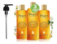 Pears Pure & Gentle Moisturising Liquid Body Wash - Enriched with Glycerin and Natural Oils, 10x More Moisturiser* - Soap-free Cleanser Ideal for Men and Women | 250ml (3 Pack) + Dispenser Pump