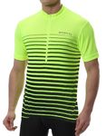 Spotti Men's Cycling Bike Jersey Long Sleeve with 3 Rear Pockets - Moisture Wicking, Breathable, Quick Dry Biking Shirt Black (Green Stripe, XXX-Large)