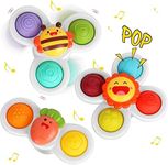 JACKEYLOVE Suction Cup Spinner Toys for Baby Toddler, Suction Baby Toys 6-12 Months, Sensory Toys for 1 2 Year Old Boys Girls(3 Pack)